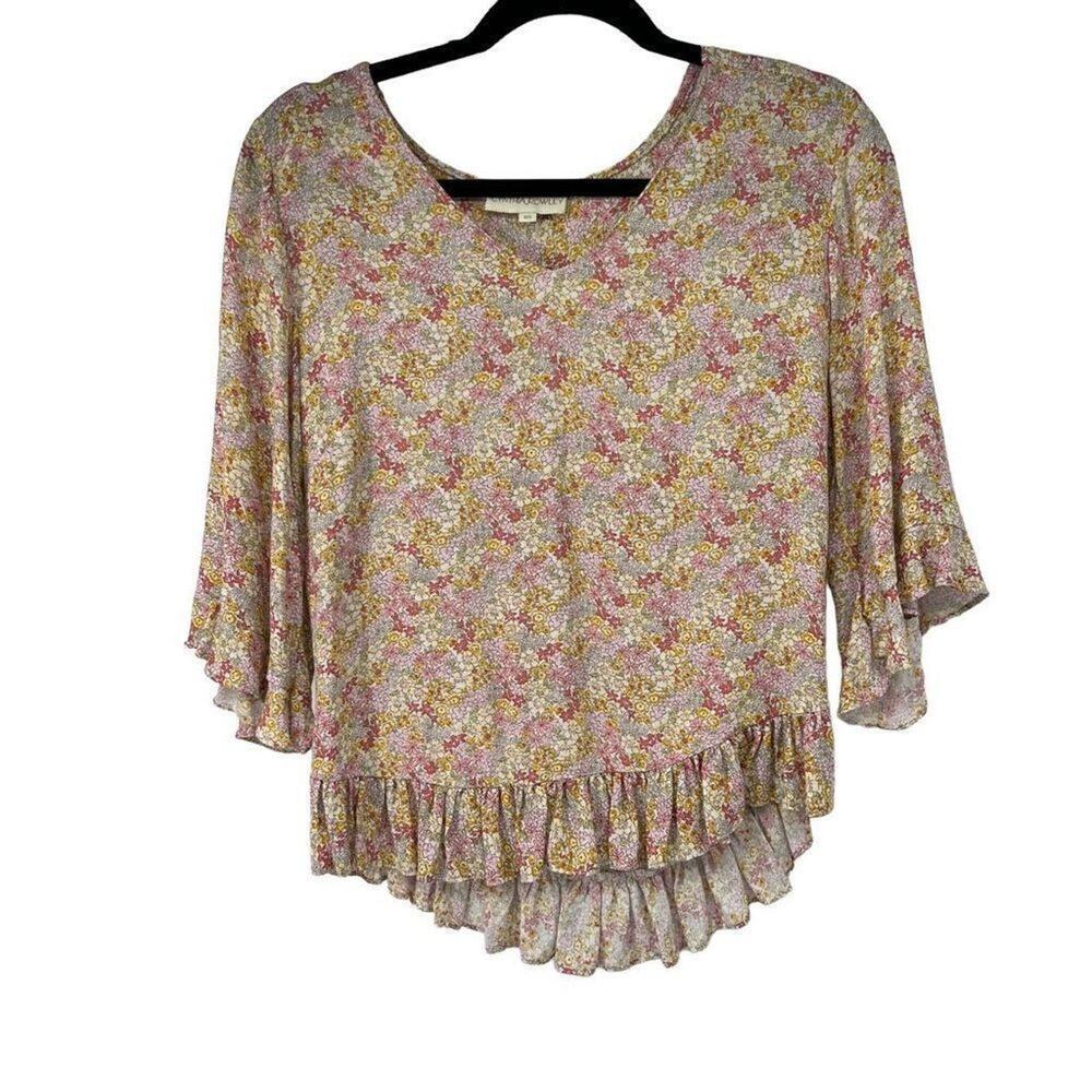 Cynthia Rowley Ditzy Floral Cottage core Viscose Blouse‎